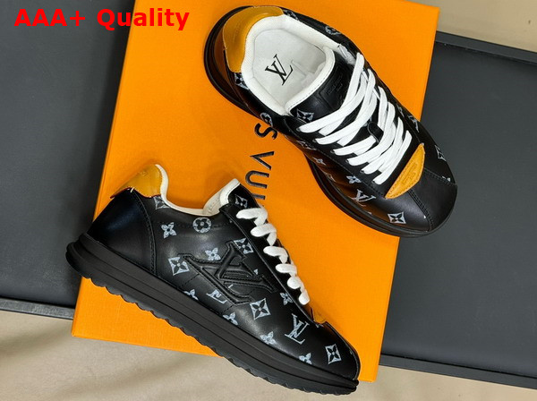 LV Buttersoft Sneaker in Black Monogram Printed Lambskin and Calf Leather Replica