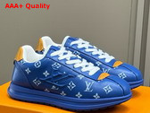 LV Buttersoft Sneaker in Blue Monogram Printed Lambskin and Calf Leather Replica