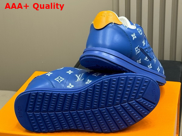LV Buttersoft Sneaker in Blue Monogram Printed Lambskin and Calf Leather Replica