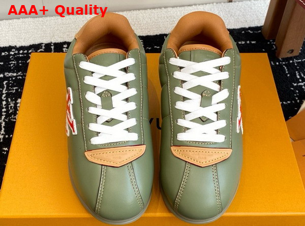 LV Buttersoft Sneaker in Khaki Green Lambskin and Plain Calf Leather 1AIKHL Replica