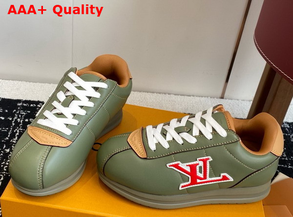 LV Buttersoft Sneaker in Khaki Green Lambskin and Plain Calf Leather 1AIKHL Replica