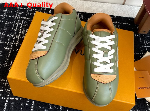 LV Buttersoft Sneaker in Khaki Green Lambskin and Plain Calf Leather 1AIKHL Replica