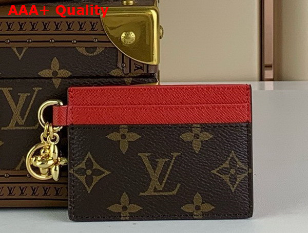 LV Charms Card Holder Rose Ballerina Pink Monogram Coated Canvas and Cowhide Leather M82739 Replica