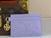 LV Charms Card Holder in Lilac Monogram Empreinte Leather Replica