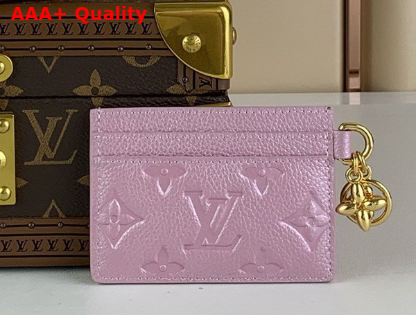 LV Charms Card Holder in Pearl Pink Monogram Empreinte Leather Replica