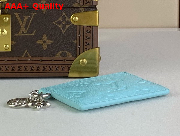 LV Charms Card Holder in Sky Blue Monogram Empreinte Leather Replica