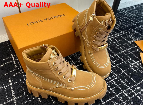 LV Checker Ankle Boot in Beige Nubuck Calf Leather 1ACN8D Replica