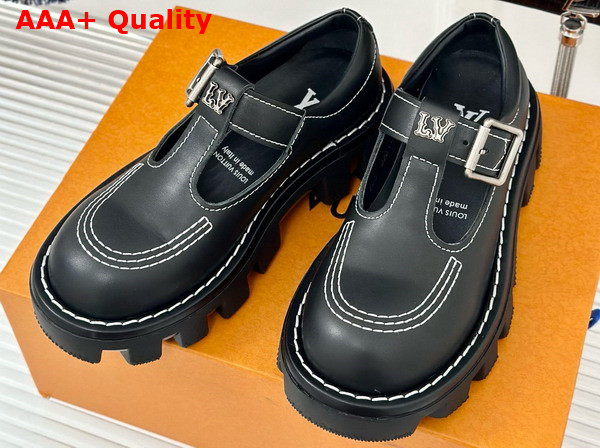 LV Checker Mary Jane in Black Calf Leather 1ACNBB Replica