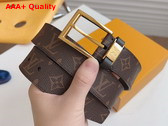 LV City Pin 35mm Belt in Black Monogram Canvas and Black Calf Leather Replica