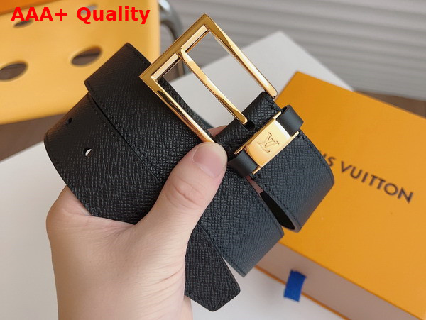 LV City Pin 35mm Belt in Black Taiga Cowhide Leather Replica