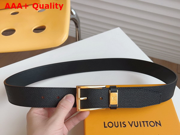 LV City Pin 35mm Belt in Black Taiga Cowhide Leather Replica