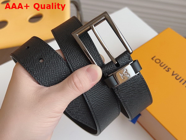 LV City Pin 35mm Belt in Black Taiga Cowhide Leather Replica