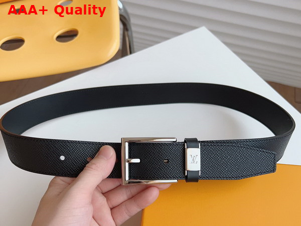 LV City Pin 35mm Belt in Black Taiga Cowhide Leather Replica