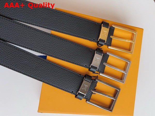 LV City Pin 35mm Belt in Black Taurillon Leather Replica