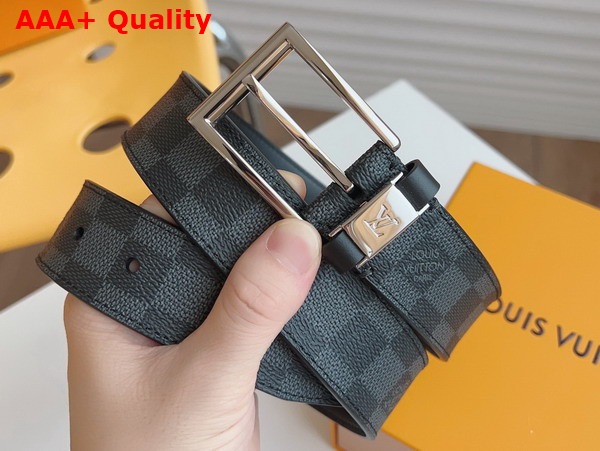 LV City Pin 35mm Belt in Damier Graphite Canvas and Black Calf Leather Replica