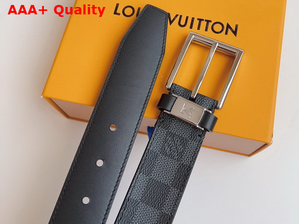 LV City Pin 35mm Belt in Damier Graphite Canvas and Black Calf Leather Replica