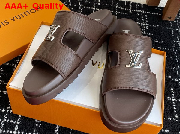 LV Citybreak Mule in Brown Epi Grained Calf Leather Replica