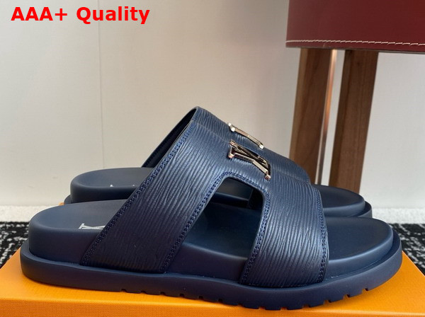 LV Citybreak Mule in Navy Blue Epi Grained Calf Leather Replica