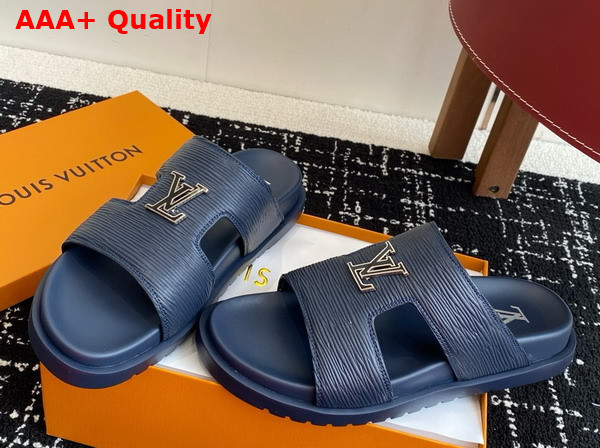 LV Citybreak Mule in Navy Blue Epi Grained Calf Leather Replica
