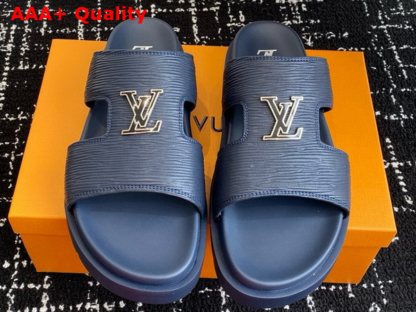 LV Citybreak Mule in Navy Blue Epi Grained Calf Leather Replica