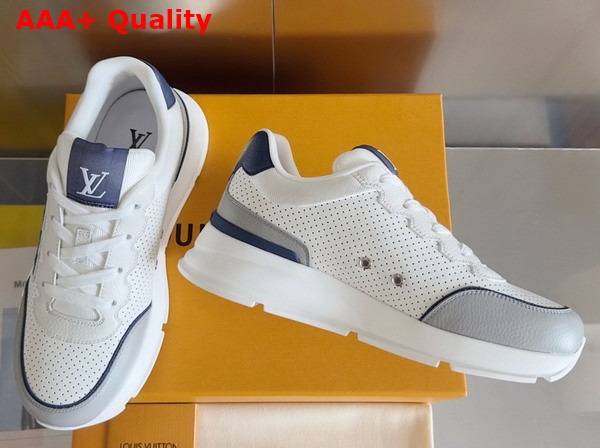 LV Classic Sneaker in Perforated Calf Leather White and Blue Replica