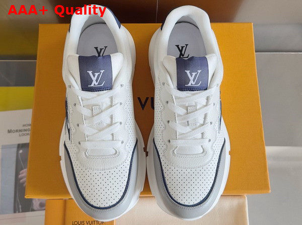 LV Classic Sneaker in Perforated Calf Leather White and Blue Replica