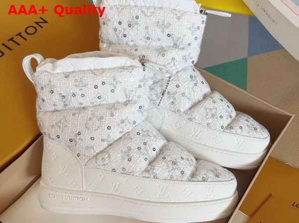 LV Cloud Ankle Boot Sneaker in White Monogram Tweed 1AIV95 Replica