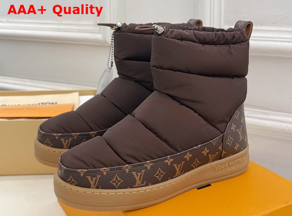 LV Cloud Ankle Boot in Brown Nylon and Monogram Canvas Replica