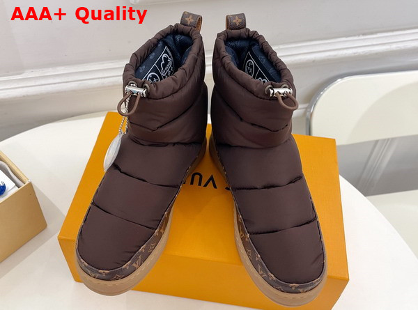 LV Cloud Ankle Boot in Brown Nylon and Monogram Canvas Replica