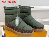 LV Cloud Ankle Boot in Khaki Green Nylon and Monogram Canvas 1ADD56 Replica