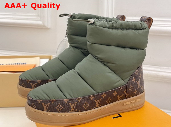 LV Cloud Ankle Boot in Khaki Green Nylon and Monogram Canvas 1ADD56 Replica
