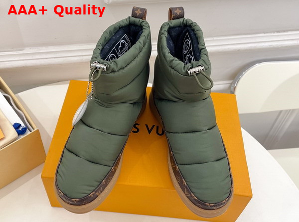 LV Cloud Ankle Boot in Khaki Green Nylon and Monogram Canvas 1ADD56 Replica