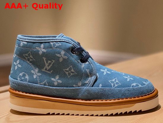 LV Cosy Ankle Boot Navy Blue Monogram Denim and Shearling Lining 1A81GQ Replica