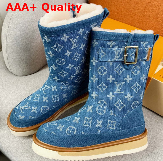 LV Cosy Boot Shearling in Blue Monogram Denim with a Warm Shearling Lining 1A81FJ Replica