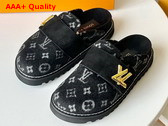 LV Cosy Flat Comfort Clog in Black Monogram Wool 1AC9MF Replica