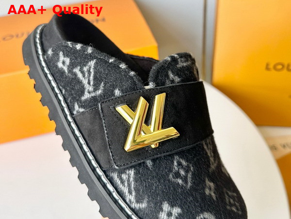 LV Cosy Flat Comfort Clog in Black Monogram Wool 1AC9MF Replica