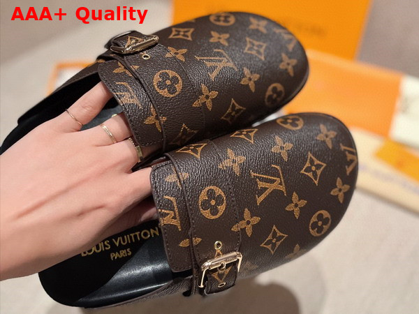 LV Cosy Flat Comfort Clog in Cacao Brown Patent Monogram Canvas 1AAW6I Replica