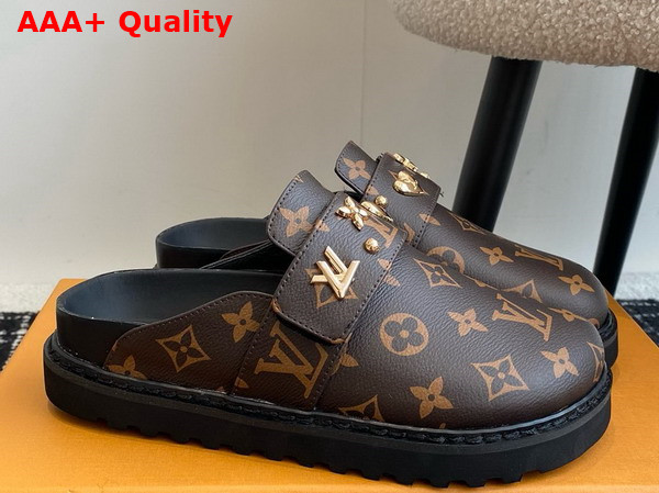 LV Cosy Flat Comfort Clog in Cacao Brown Patent Monogram Canvas 1AAW6O Replica