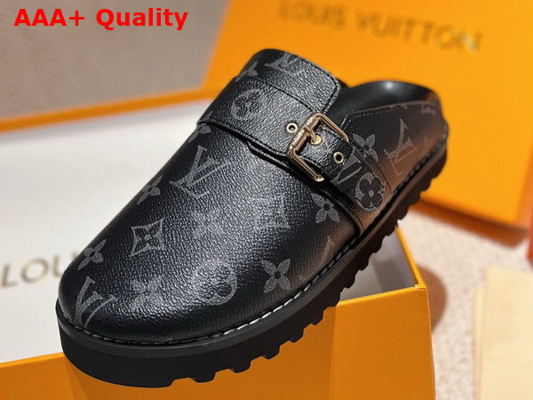 LV Cosy Flat Comfort Clog in Monogram Eclipse Canvas Replica