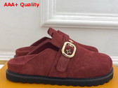 LV Cosy Flat Comfort Clog in Ruby Suede Calf Leather Replica