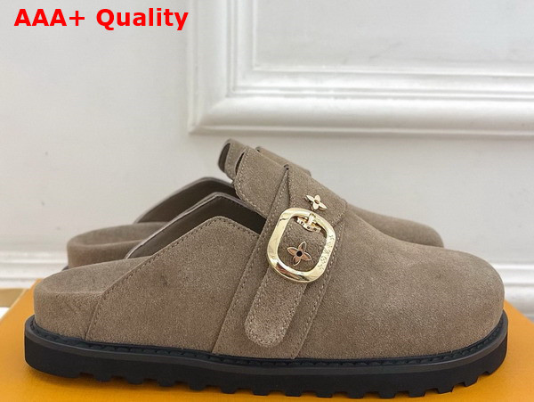 LV Cosy Flat Comfort Clog in Tan Suede Calf Leather Replica
