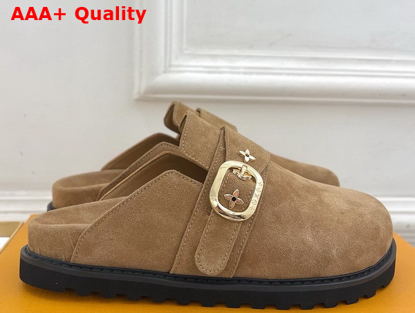 LV Cosy Flat Comfort Clog in Tobacco Brown Suede Calf Leather 1AGVPI Replica