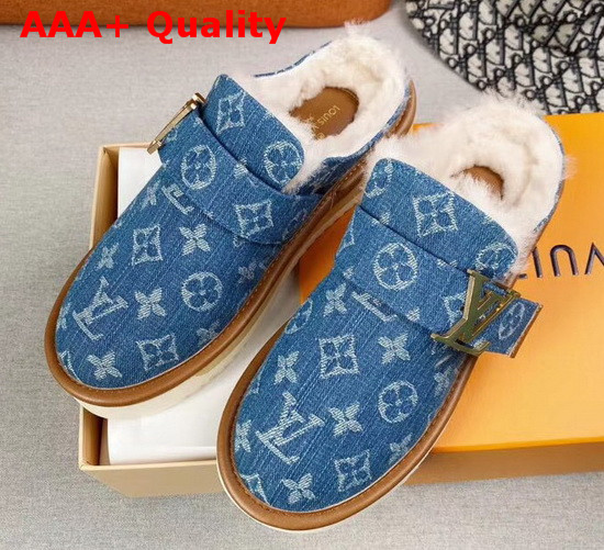 LV Cosy Mule in Navy Blue Monogram Denim 1A84IK Replica