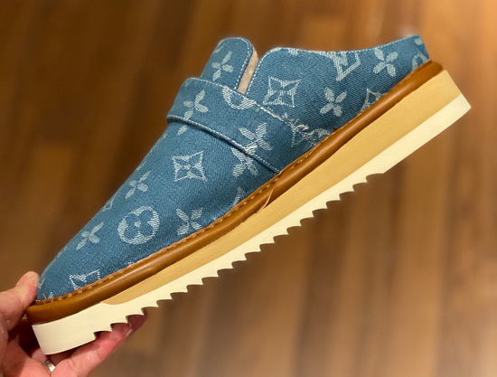 LV Cosy Mule in Navy Blue Monogram Denim and Shearling Lining 1A84IK Replica