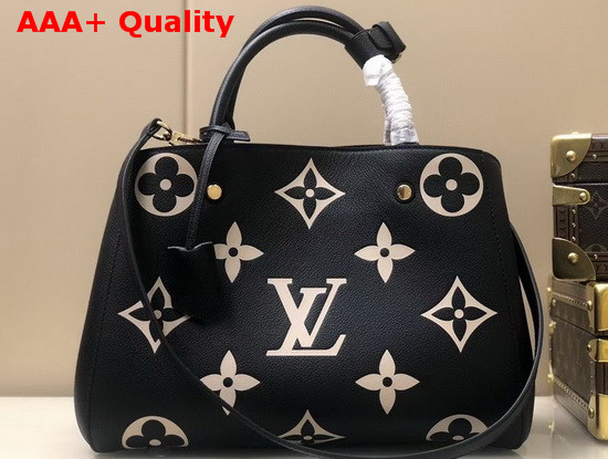 LV Crafty Montaigne MM Handbag in Black Monogram Empreinte Cowhide Leather Replica
