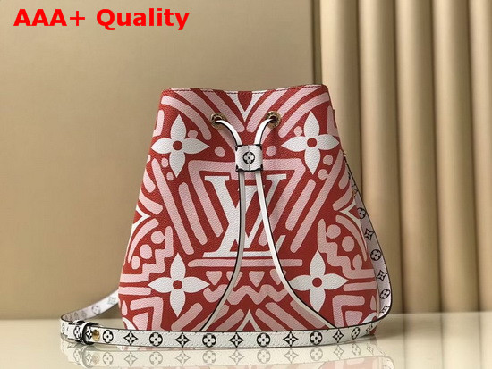 LV Crafty Neonoe MM Bucket Bag in Red and Cream Monogram Giant Canvas Replica