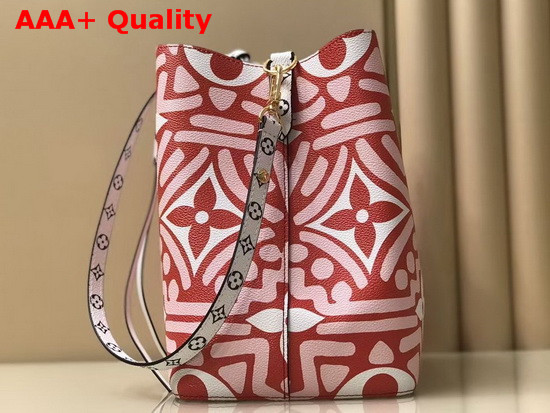 LV Crafty Neonoe MM Bucket Bag in Red and Cream Monogram Giant Canvas Replica