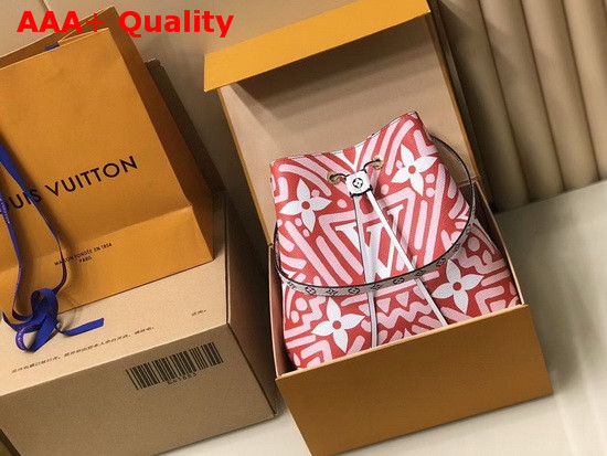 LV Crafty Neonoe MM Bucket Bag in Red and Cream Monogram Giant Canvas Replica