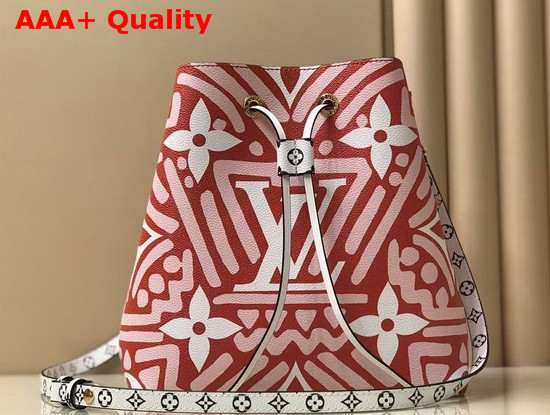 LV Crafty Neonoe MM Bucket Bag in Red and Cream Monogram Giant Canvas Replica