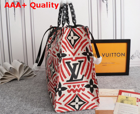 LV Crafty Onthego GM Tote Bag Creme Rouge Monogram Giant Coated Canvas M45358 Replica